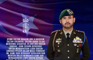 Sultan Johor terima 20,000 dos vaksin untuk rakyat negerinya