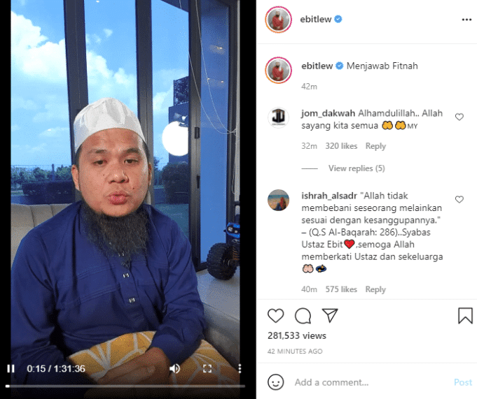 Independent Islamic preacher, Ustaz Ebit Lew questioned the whereabouts of RM20 million contributed by Malaysians to the people in Gaza through Persatuan Cinta Gaza Malaysia Muhammad Nadir Al-Nuri Kamaruzaman who is better known as Nadir Al Nuri