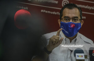 UMNO Youth Chief Datuk Dr. Asyraf Wajdi Dusuki at a news conference on the legitimacy of Tan Sri Muhyiddin Yassin as the Prime Minister and the Perikatan Nasional (PN) government. PIX: AFFAN FAUZI / MalaysiaGazette / 12 AUGUST 2021. Interim Unity Government