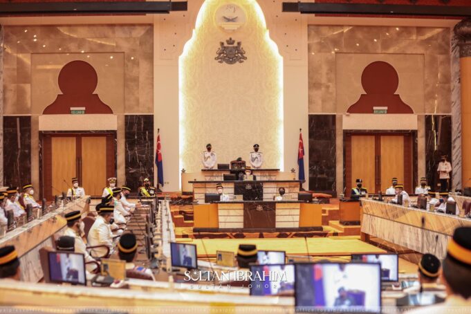 monkey cage Sultan Ibrahim Sultan Iskandar delivering a royal decree at the Johor State Assembly sitting