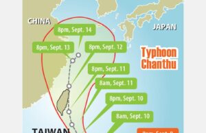 Taufan Chanthu dijangka landa Taipei hujung minggu ini