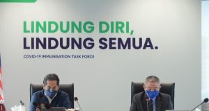 Health Minister Khairy Jamaluddin Abu Bakar uploaded a picture of him with the Minister of Science, Technology and Innovation (MOSTI), Datuk Seri Dr Adham Baba while they are having the final Covid-19 Immunisation Task Force (CITF) meeting today. PIX: Khairy Jamaluddin’s Twitter