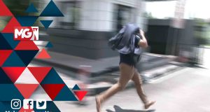 Two officers from the Malaysian Anti-Corruption Commission (MACC) ran helter-skelter out of the Sessions Court after the duo were charged with corruption today.