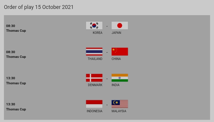 2021 schedule time thomas cup 2022 BWF