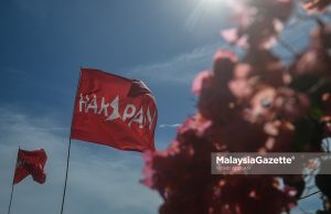 The Pakatan Harapan flag is seen in Melaka in conjunction with the upcoming Melaka State Election. PIX: MOHD ADZLAN / MalaysiaGazette / 08 NOVEMBER 2021