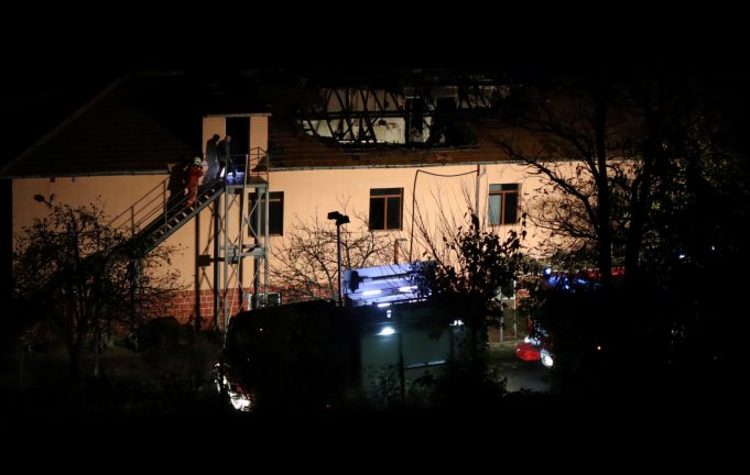 View shows a nursing home where nine people were killed in a fire in the village of Royak
