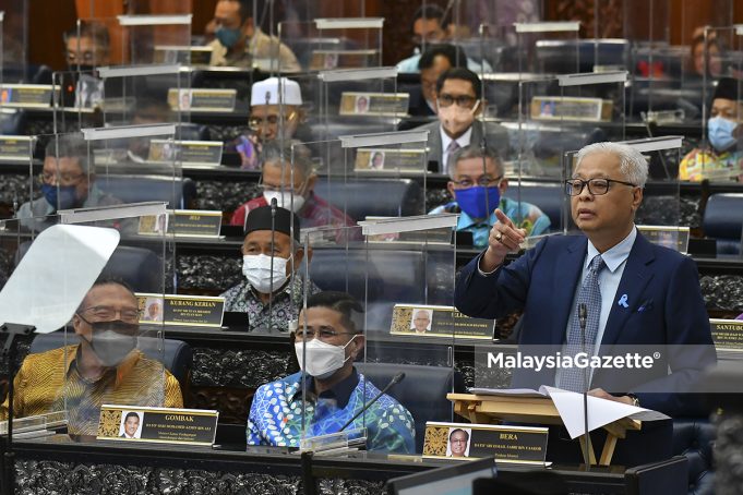 Prime Minister Datuk Seri Ismail Sabri Yaakob at the Special Parliament sitting. PIX: Courtery of the Department of Information Malaysia / 20 JANUARY 2022. floods management