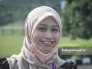 Calon MUDA N.07 Bukit Kepong, Nurafiqah M Zulkifli pada hari penamaan sempena Pilihan Raya Negeri (PRN) Johor di IKTBN Pagoh, Muar, Johor. Foto HAZROL ZAINAL, 26 FEBRUARI 2022.