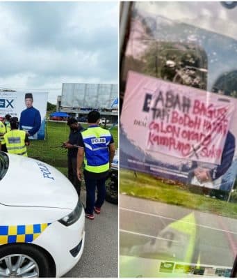 A banner with provocative wordings was hung at a billboard with Tan Sri Muhyiddin Yassin’s picture in Buloh Kasap, Johor.