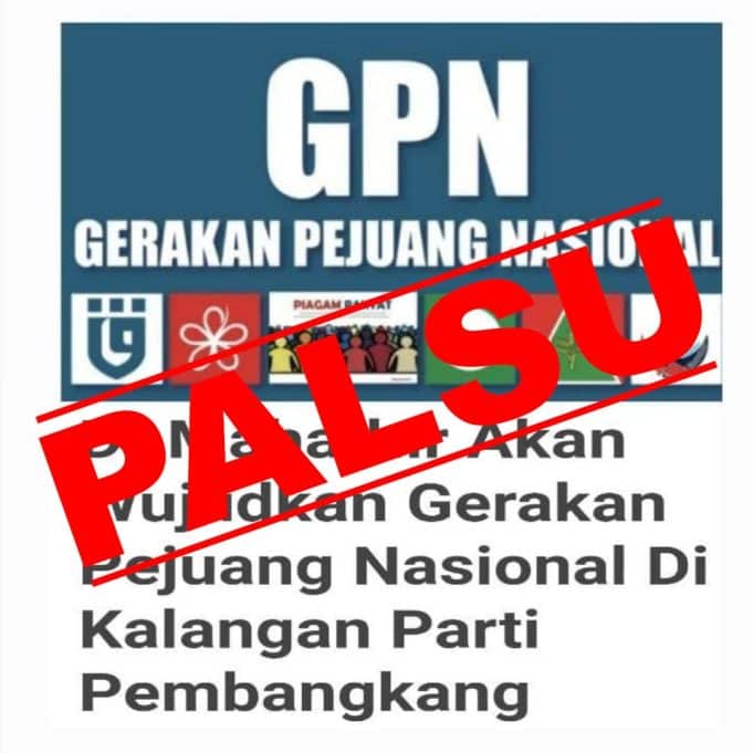 Gerakan Pejuang Nasional GPN Jawapan menerusi aplikasi WhatsApp yang diberikan pejabat Tun Dr Mahathir Mohamad.
