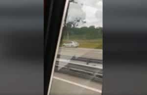 Hit and run Perodua Bezza SKVE driving against traffic accident