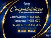 UTeM tersenarai dalam QS World University Rankings buat kali pertama