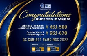 UTeM tersenarai dalam QS World University Rankings buat kali pertama