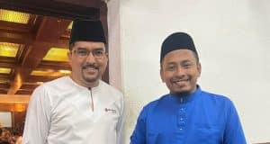UMNO PAS Youth Chief Muafakat Nasional MN Asyraf Wajdi Dusuki (left) and Ahmad Fadhli Shaari