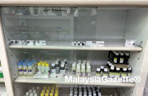 The empty medicine rack due to the supply shortage. Penang