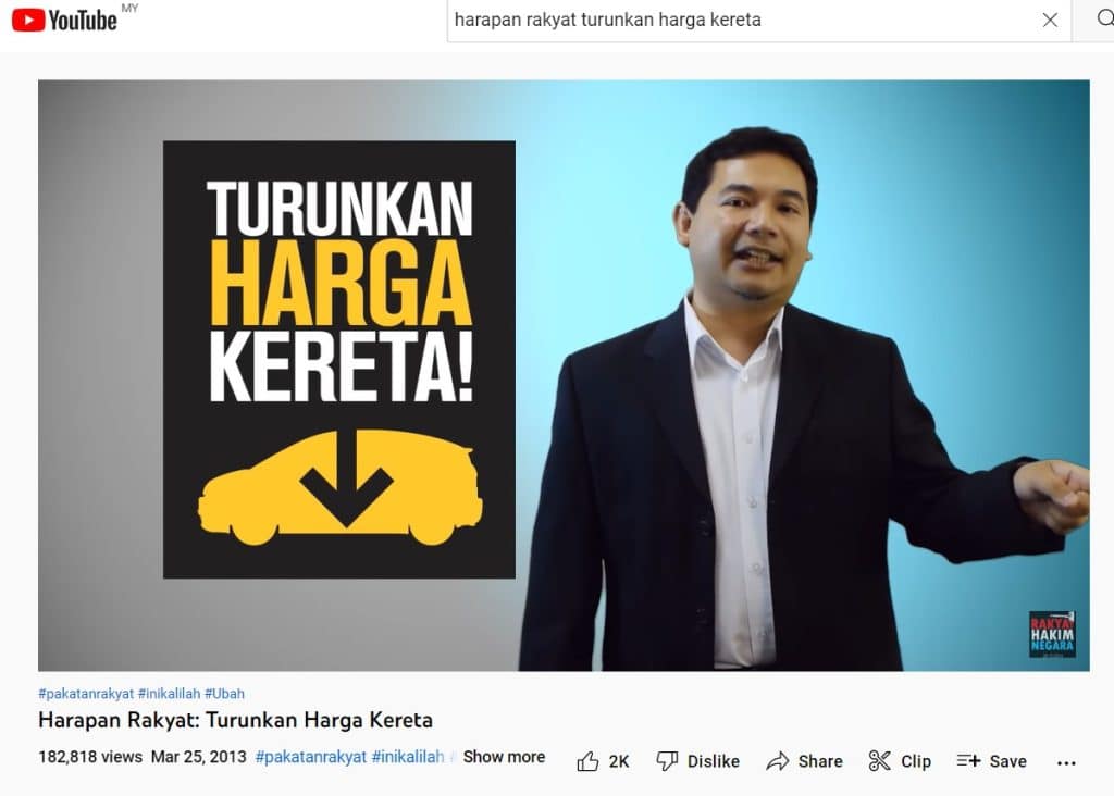 Rafizi Ramli formula reduce car prices 