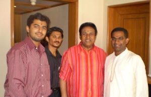 (A Picture taken with Tun Samy Vellu in Chennai India in 2008 during our regular meetings with him during his trip - from left - Saravanan, Anandh, Tun Samy Vellu, Dr Venkates Rao)
