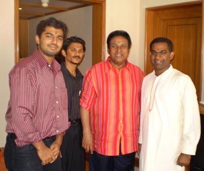 (A Picture taken with Tun Samy Vellu in Chennai India in 2008 during our regular meetings with him during his trip - from left - Saravanan, Anandh, Tun Samy Vellu, Dr Venkates Rao)