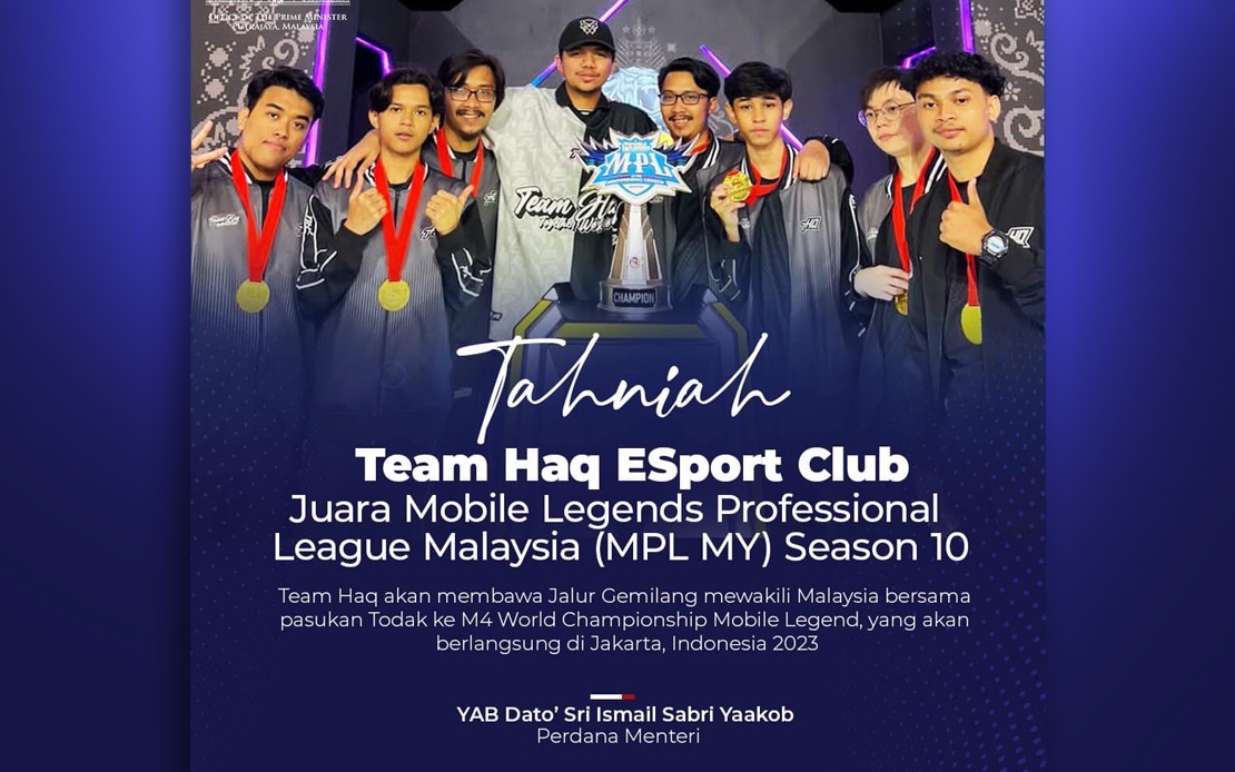 PM ucap tahniah kepada Team Haq, Juara MPL MY