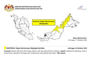 Hujan berterusan di Sabah, Labuan, Sarawak hingga esok