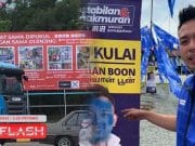 Poster Calon BN Kulai Disabotaj. PH Turun Papan Tanda Salah Bahasa #MGFlash