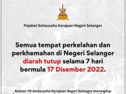 Tempat perkelahan, perkhemahan di Selangor diarah tutup 7 hari mulai esok