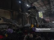 Keadaan Deretan Lot Gerai Musnah Terbakar di Lorong Haji Hussein 1