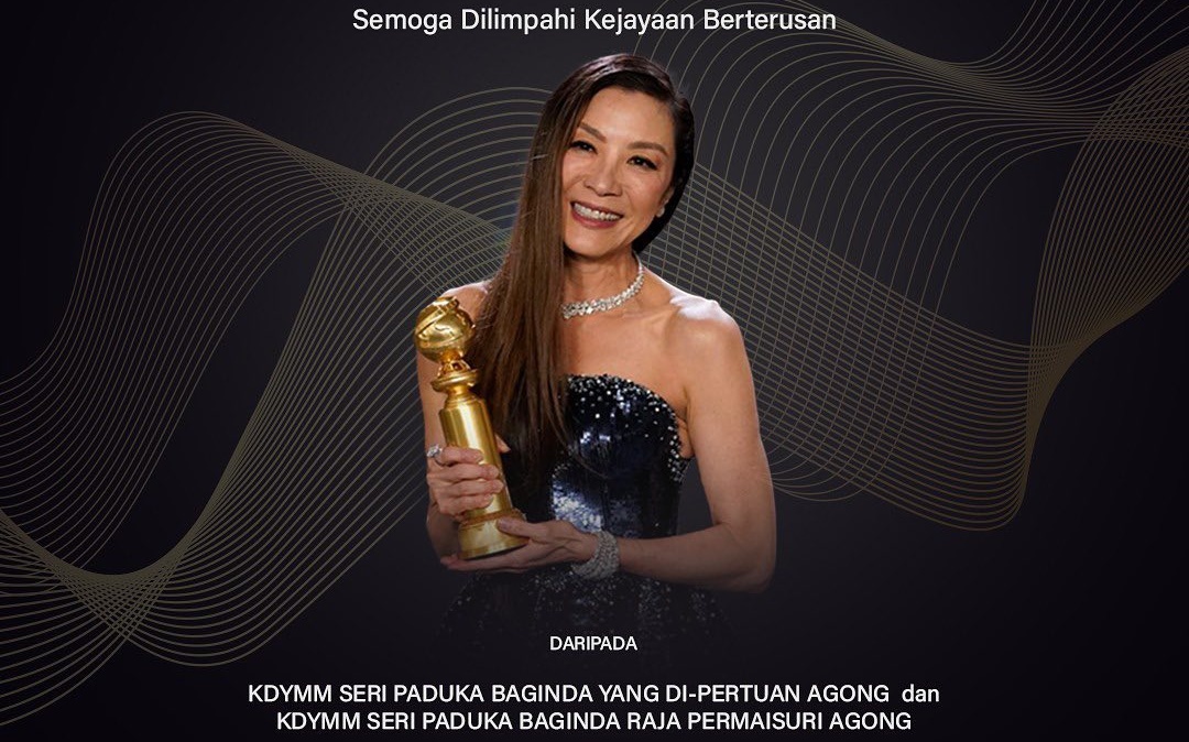 Agong, Permaisuri ucap tahniah kepada Michelle Yeoh menang Golden Globe