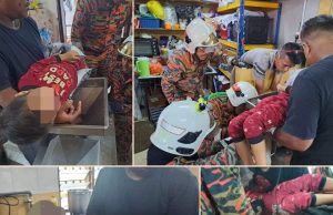 Budak 5 tahun hampir putus jari tersepit mesin santan