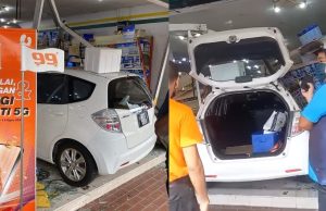 Wanita tertekan pedal minyak, rempuh kedai serbaneka