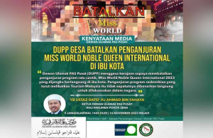 Batalkan pengajuran Miss World Noble Queen International