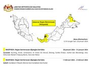Hujan berterusan diramal landa dua negeri esok