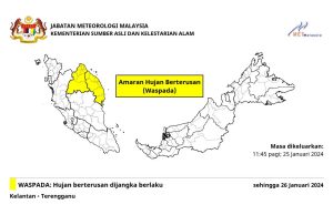 Hujan berterusan melanda Kelantan, Terengganu esok