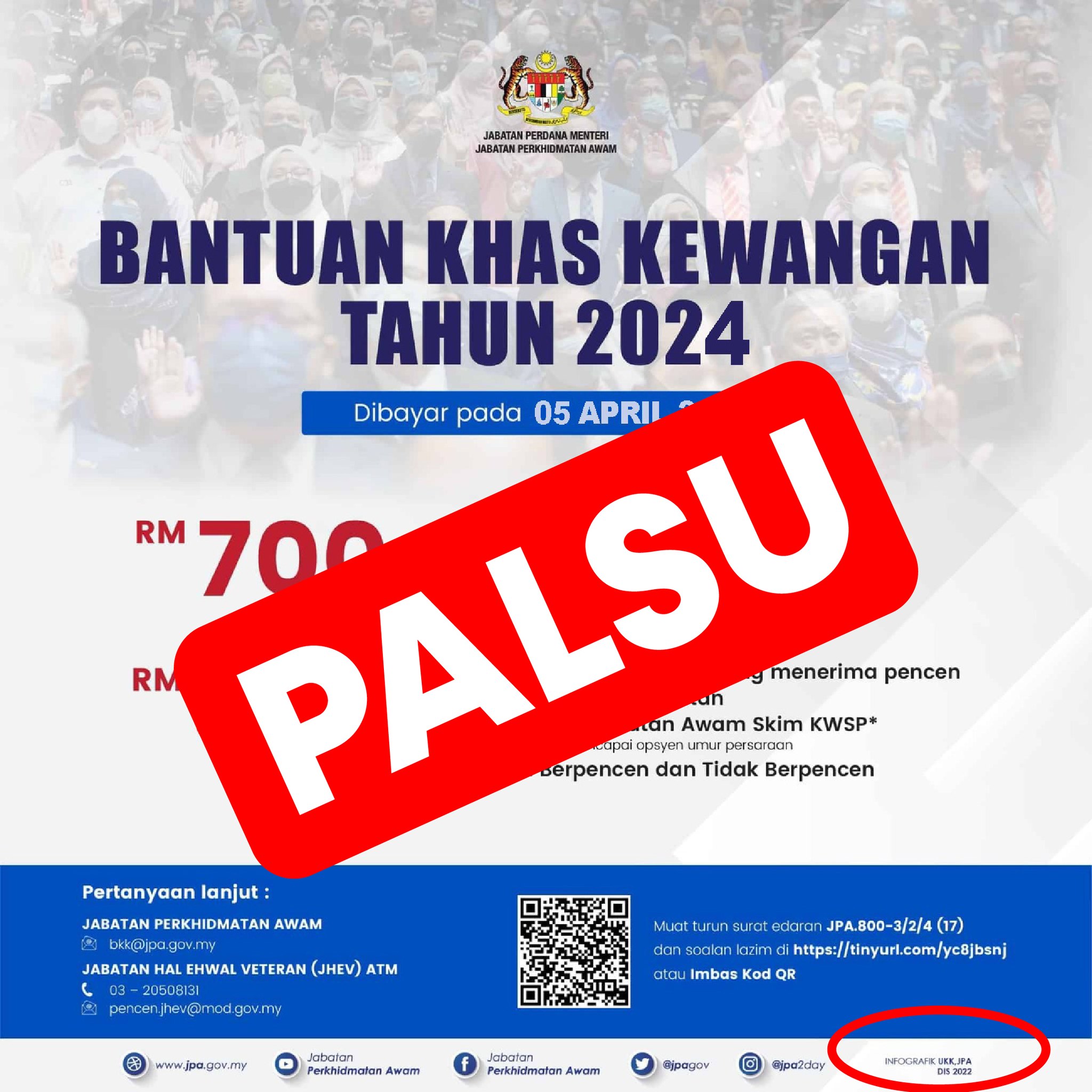 Poster bantuan khas kewangan RM700 adalah palsu