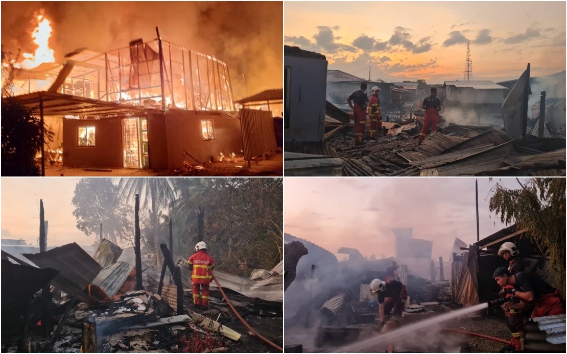 65 penduduk hilang tempat tinggal, 10 rumah terbakar di Kampung Likas