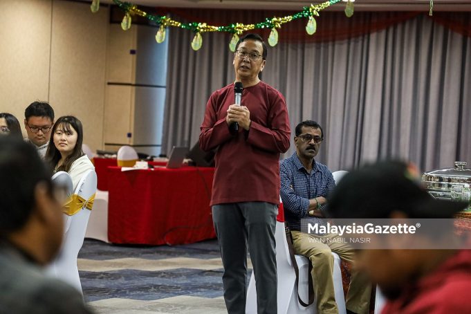 Presiden Parti Gerakan Rakyat Malaysia, Dominic Lau berucap pada Majlis Berbuka Puasa Parti Gerakan Rakyat Malaysia bersama Media 2024 di Menara PGRM, Kuala Lumpur. Foto WAN NABIL NASIR, 01 APRIL 2024.