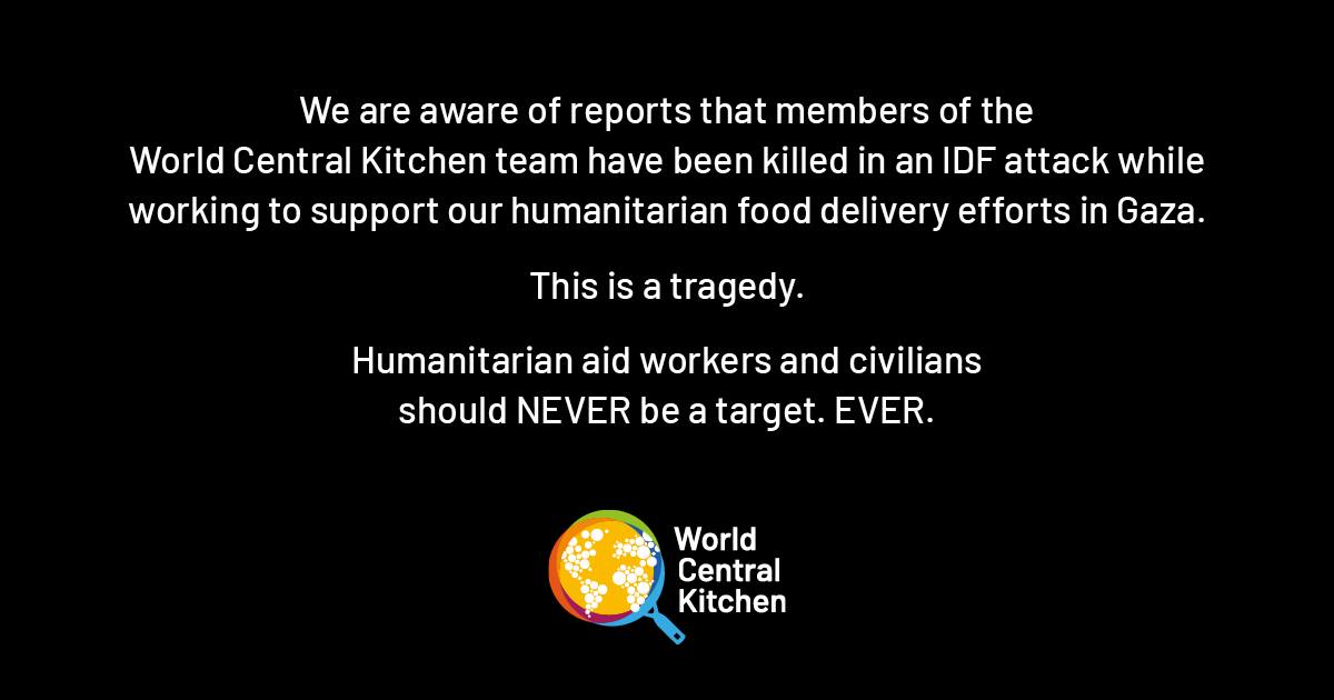 7 pekerja World Central Kitchen maut diserang Israel