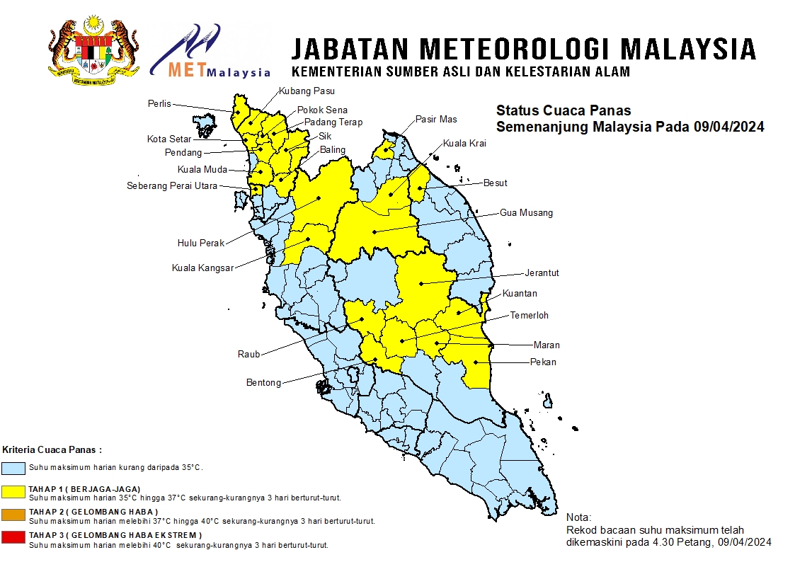 24 kawasan diletakkan berjaga-jaga