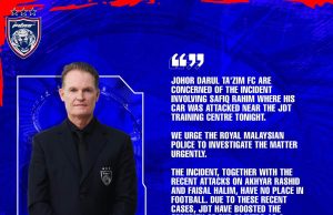 JDT tingkat tahap keselamatan, nasihat pemain waspada hantaran di media sosial