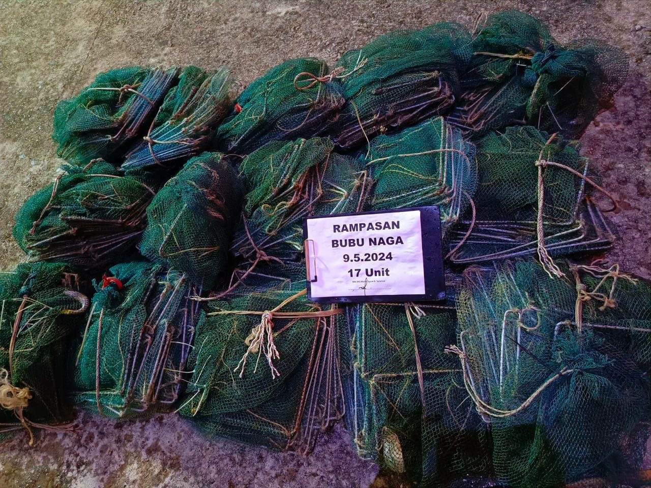 Maritim Malaysia rampas 45 bubu naga bernilai RM6,000