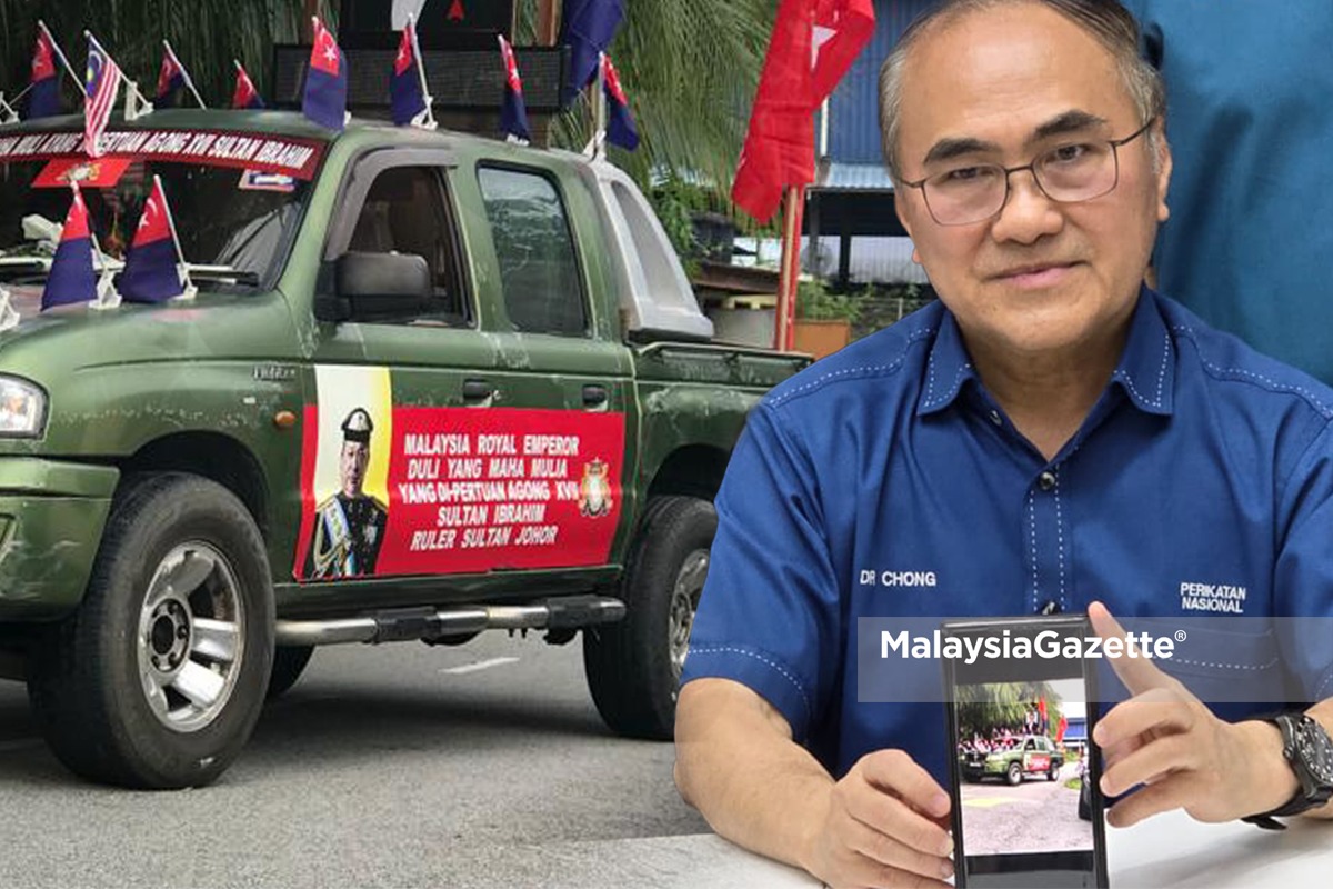 Gambar Yang di-Pertuan Agong, bendera Johor digunakan dalam kempen PRK