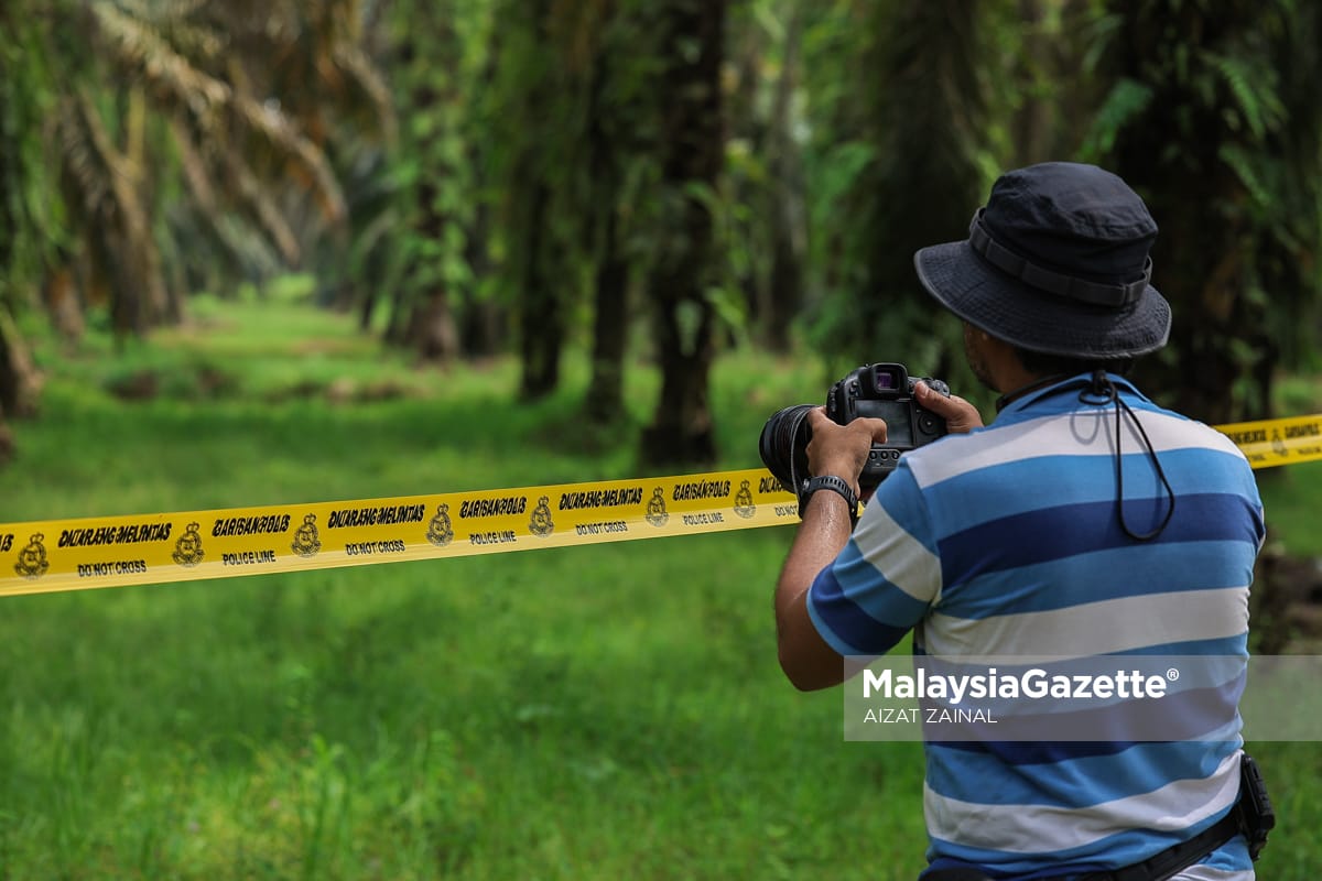 Lokasi penemuan mayat Nur Farah Kartini Abdullah di sebuah ladang kelapa sawit di Sri Keledang, Hulu Selangor.