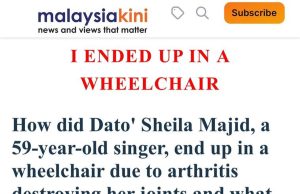 Sheila Majid nafi berkerusi roda, sakit radang sendi