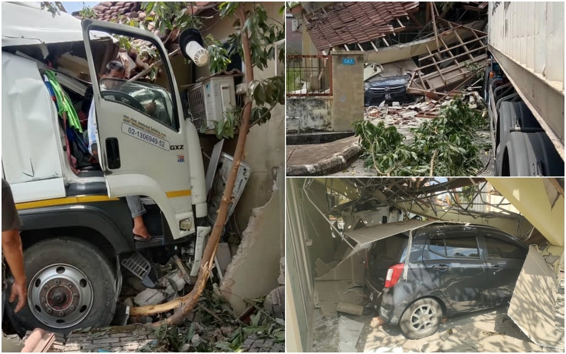 Lori kontena rempuh rumah, suri rumah terselamat