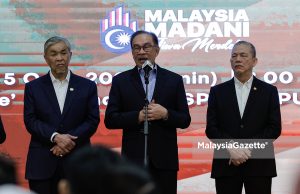 Perdana Menteri, Datuk Seri Anwar Ibrahim berucap pada Perjumpaan Bersama Warga Jabatan Perdana Menteri bagi bulan Ogos di Puspanitapuri, Putrajaya. Foto SADIQ SANI, 5 OGOS 2024