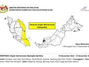 Hujan berterusan di empat negeri mulai 19 November