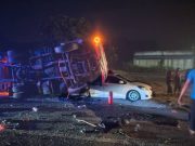 Pemandu lori muatan simen maut, rempuh lori, garaj rumah