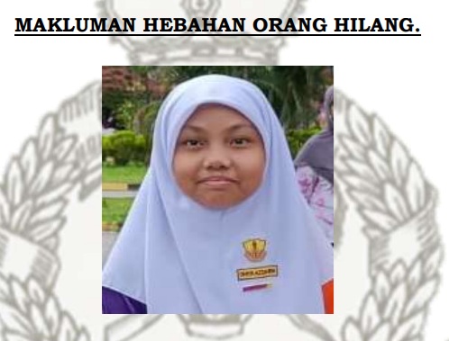 Dhiya Azzahra Muhamad Alhalifi dilaporkan tidak pulang ke rumahny sejak semalam jam 9 pagi.