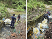Serbuk kayu, ban tanah halang tumpahan minyak akibat kemalangan