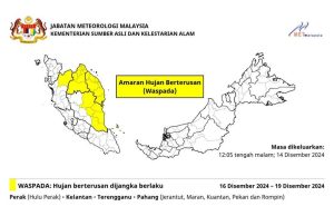 Amaran hujan berterusan di empat negeri